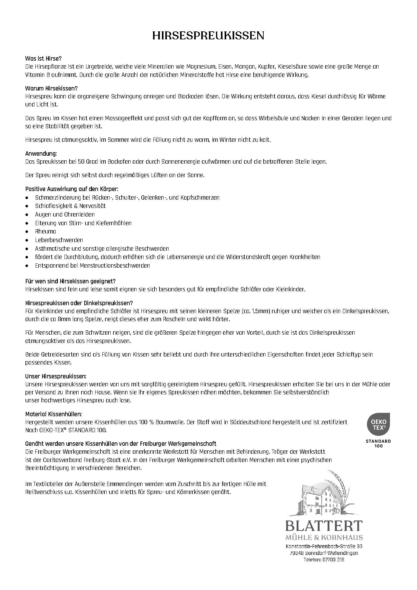 Infoblatt Hirsespreukissen